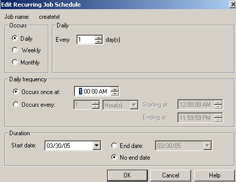 Edit recurring job schedule